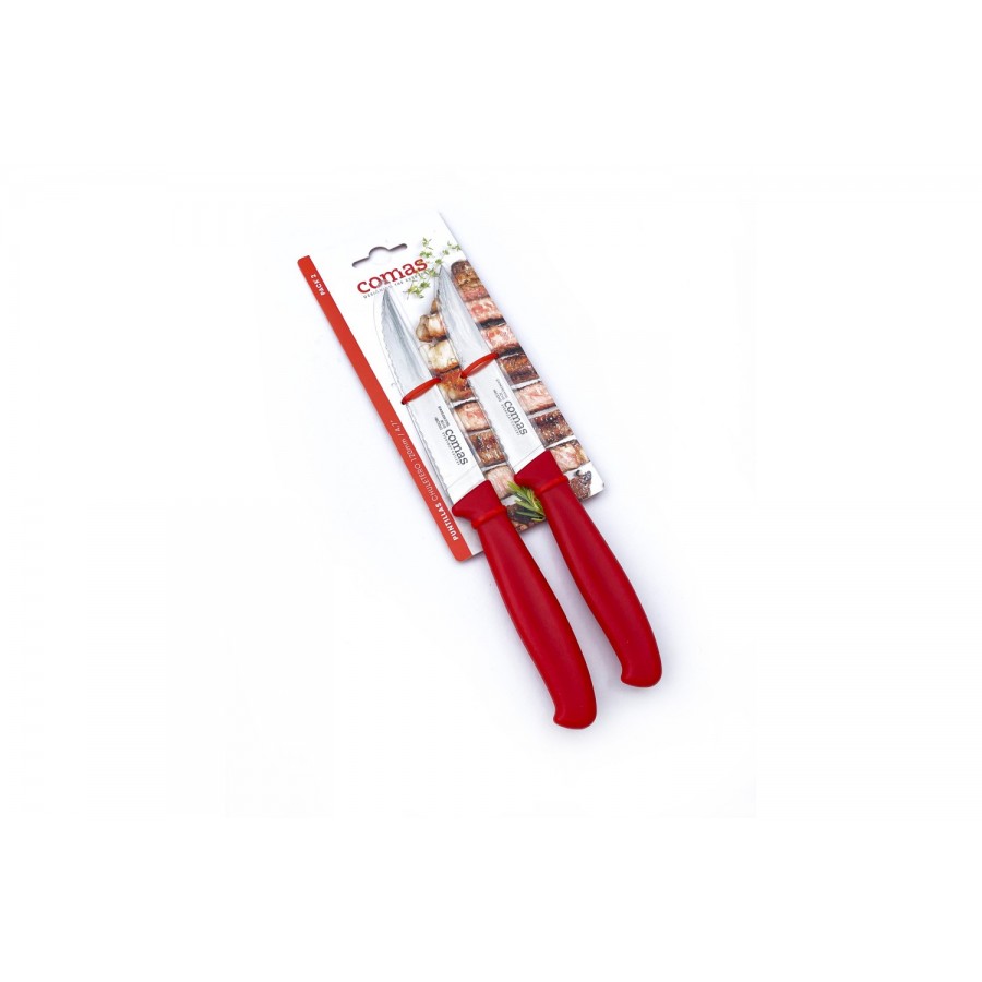 Blíster 2 cuchillo chuletero rojo Blíster 2 cuchillo chuletero rojo