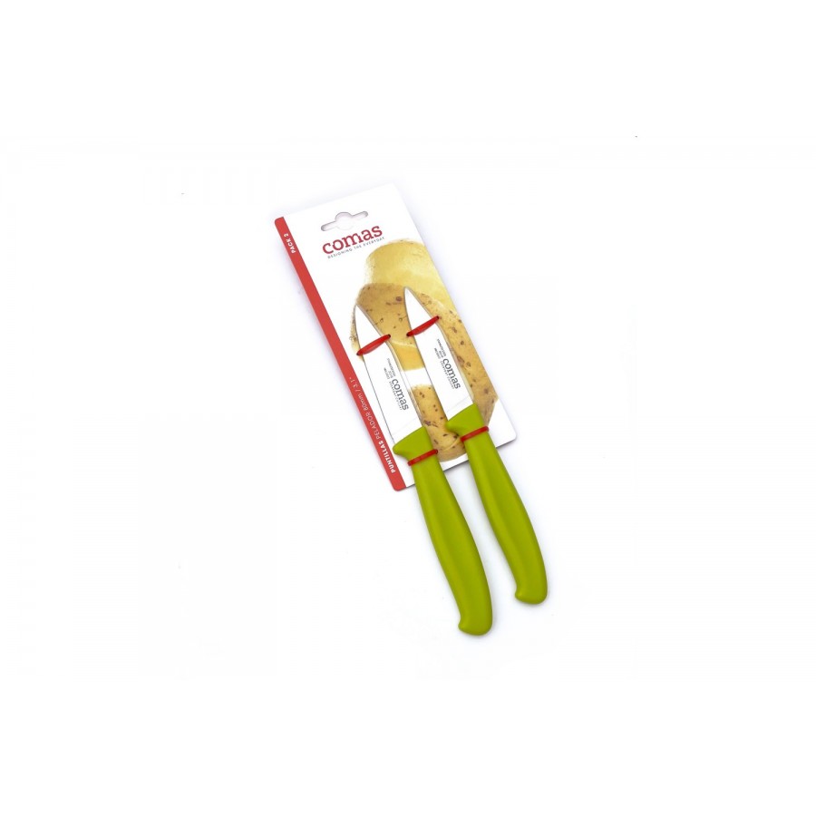 COMAS blíster 2 cuchillo pelador verde COMAS blíster 2 cuchillo pelador verde